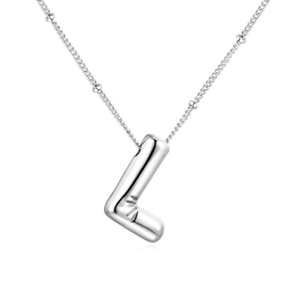Wholesale Necklace Stainless Steel Titanium Steel Ball Chain Chubby Bubble Letter English Electroplated For Women