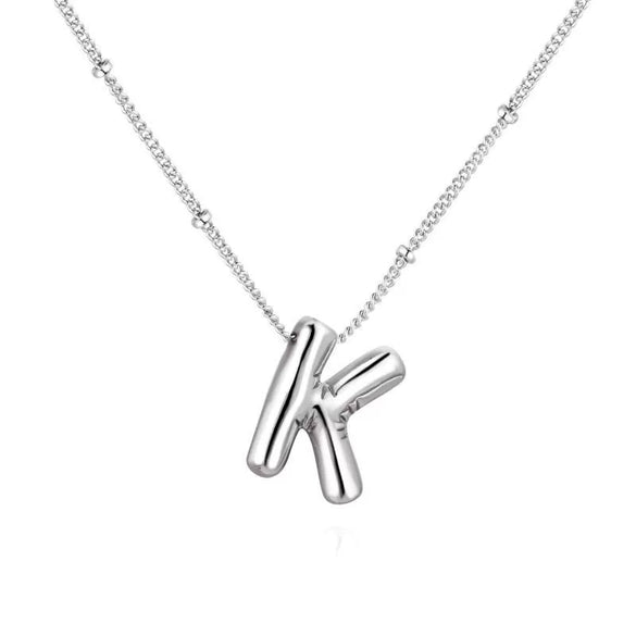 Wholesale Necklace Stainless Steel Titanium Steel Ball Chain Chubby Bubble Letter English Electroplated For Women