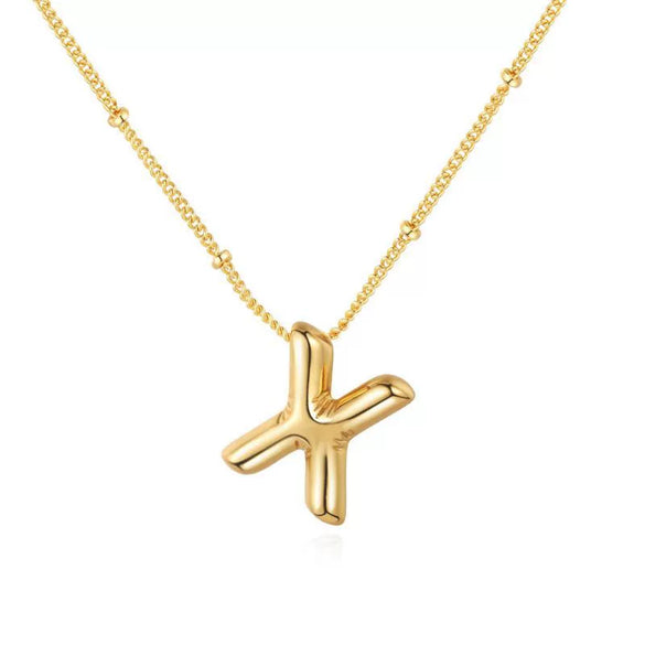 Wholesale Necklace Stainless Steel Titanium Steel Ball Chain Chubby Bubble Letter English Electroplated For Women