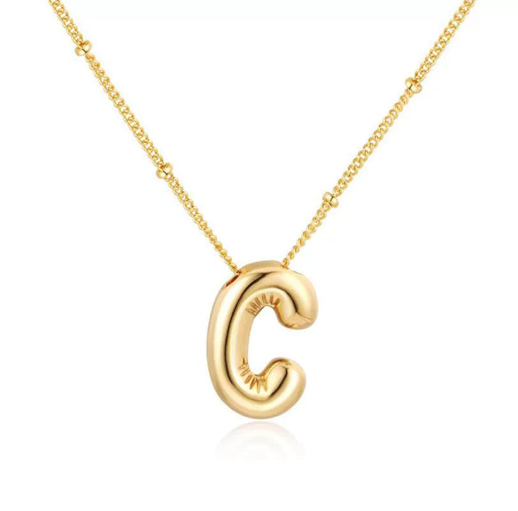 Wholesale Necklace Stainless Steel Titanium Steel Ball Chain Chubby Bubble Letter English Electroplated For Women