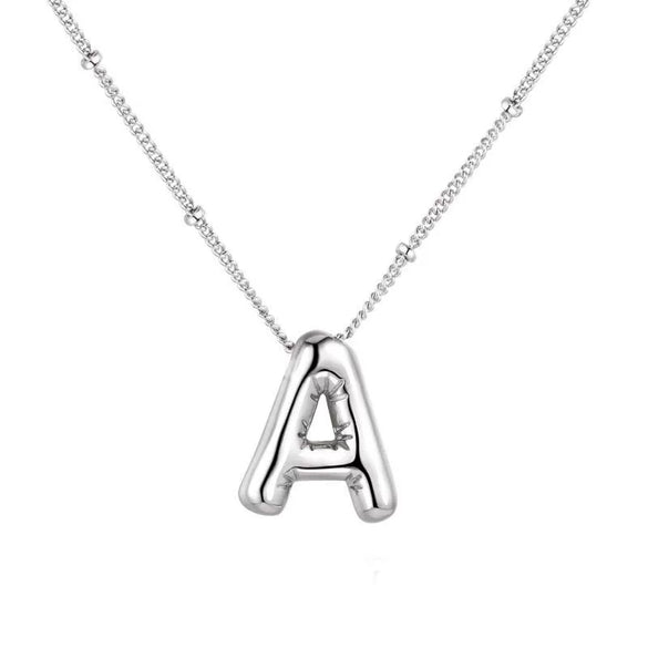 Wholesale Necklace Stainless Steel Titanium Steel Ball Chain Chubby Bubble Letter English Electroplated For Women