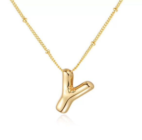 Wholesale Necklace Stainless Steel Titanium Steel Ball Chain Chubby Bubble Letter English Electroplated For Women