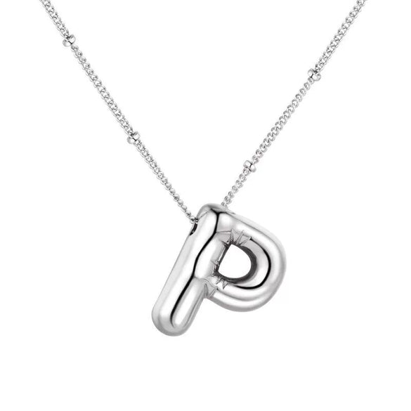 Wholesale Necklace Stainless Steel Titanium Steel Ball Chain Chubby Bubble Letter English Electroplated For Women