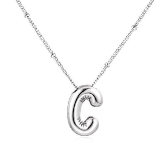 Wholesale Necklace Stainless Steel Titanium Steel Ball Chain Chubby Bubble Letter English Electroplated For Women