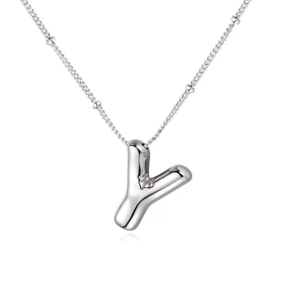 Wholesale Necklace Stainless Steel Titanium Steel Ball Chain Chubby Bubble Letter English Electroplated For Women