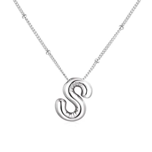 Wholesale Necklace Stainless Steel Titanium Steel Ball Chain Chubby Bubble Letter English Electroplated For Women