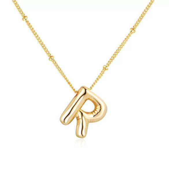 Wholesale Necklace Stainless Steel Titanium Steel Ball Chain Chubby Bubble Letter English Electroplated For Women