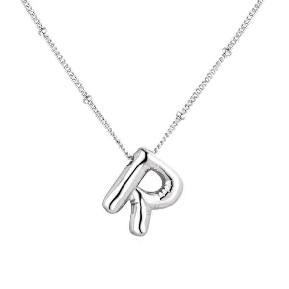 Wholesale Necklace Stainless Steel Titanium Steel Ball Chain Chubby Bubble Letter English Electroplated For Women