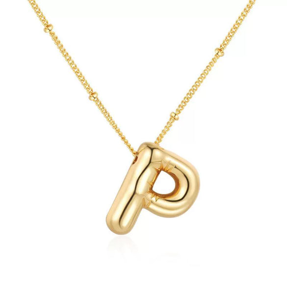Wholesale Necklace Stainless Steel Titanium Steel Ball Chain Chubby Bubble Letter English Electroplated For Women