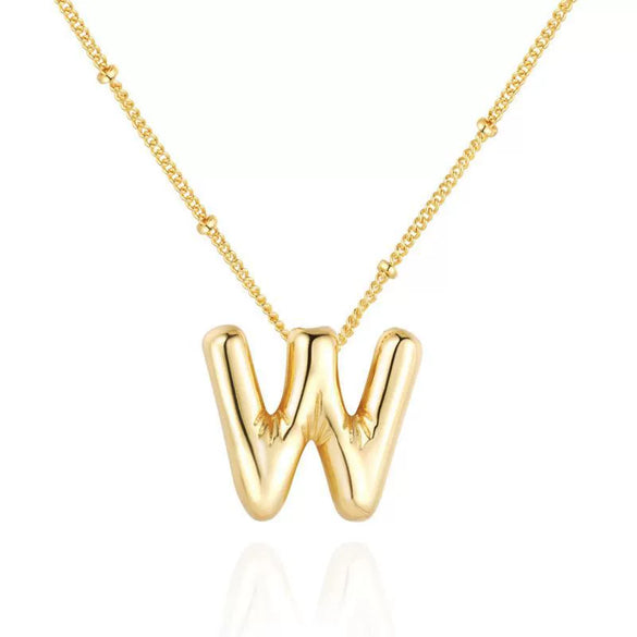 Wholesale Necklace Stainless Steel Titanium Steel Ball Chain Chubby Bubble Letter English Electroplated For Women