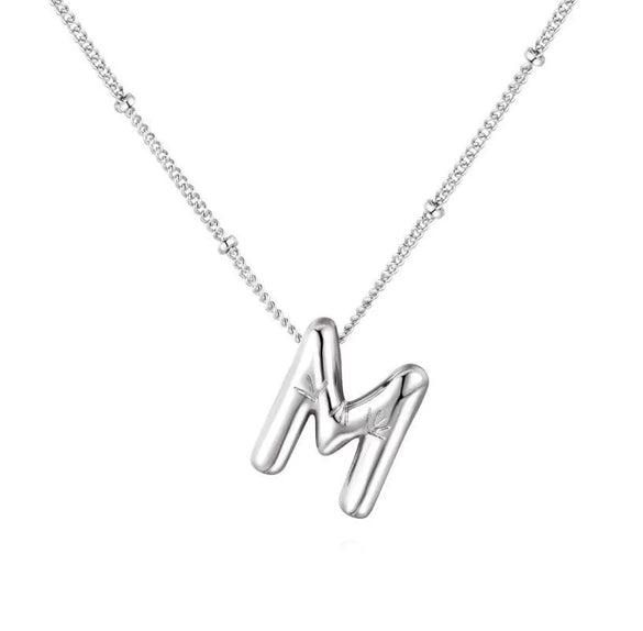 Wholesale Necklace Stainless Steel Titanium Steel Ball Chain Chubby Bubble Letter English Electroplated For Women