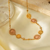 Wholesale Necklace Stainless Steel Titanium Steel Diamond Pink Daisy Geometric Flower Electroplating For Women