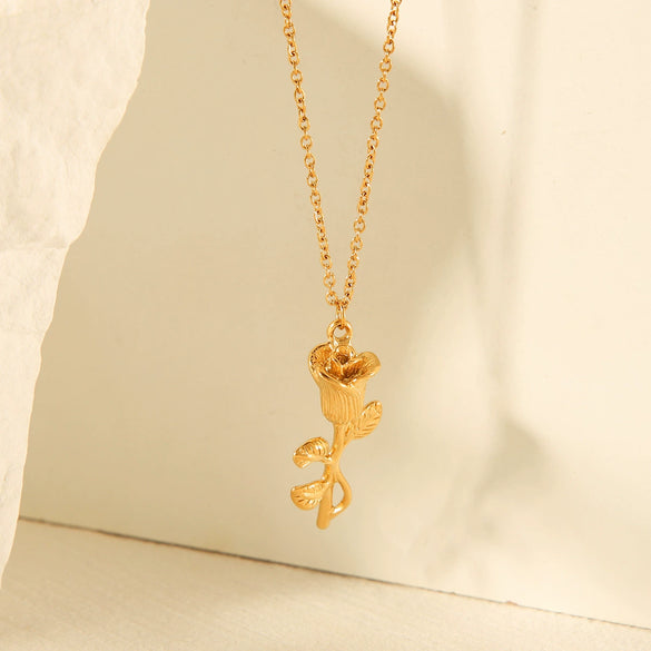 Wholesale Necklace Stainless Steel Titanium Steel Flower Geometric Electroplated Women's