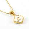 Wholesale Necklace 316L Stainless Steel 316L Stainless Steel Fourleaf Clover Shell Letter Pendant Snake Bone Chain Electroplating Women's Style
