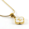 Wholesale Necklace 316L Stainless Steel 316L Stainless Steel Fourleaf Clover Shell Letter Pendant Snake Bone Chain Electroplating Women's Style