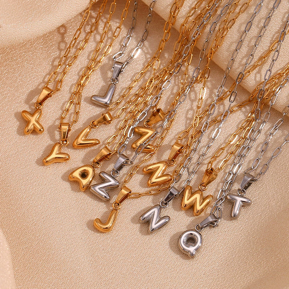 Wholesale Necklace Stainless Steel Titanium Steel Geometric Letter Electroplated