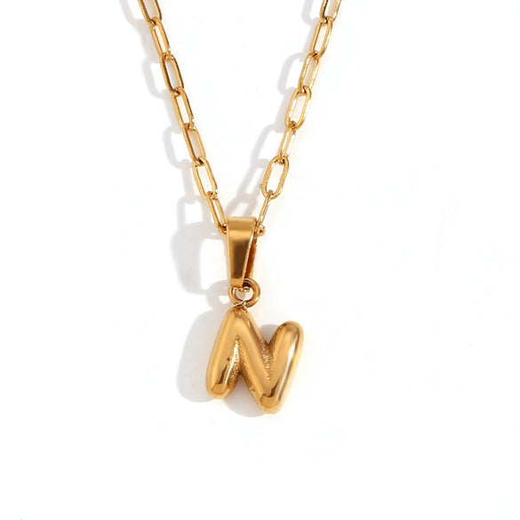 Wholesale Necklace Stainless Steel Titanium Steel Geometric Letter Electroplated