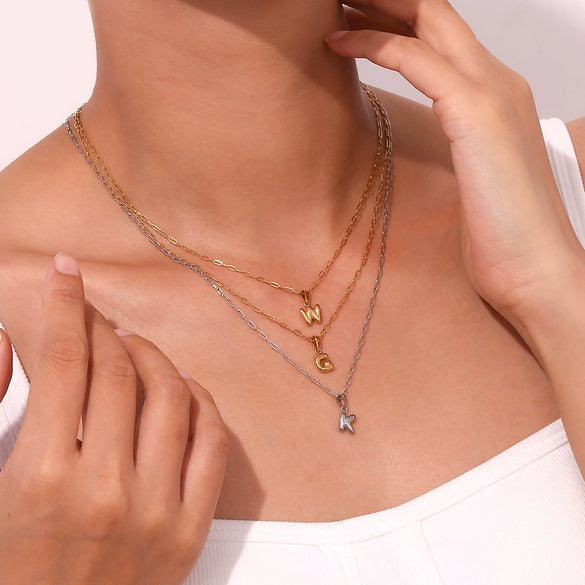 Wholesale Necklace Stainless Steel Titanium Steel Geometric Letter Electroplated