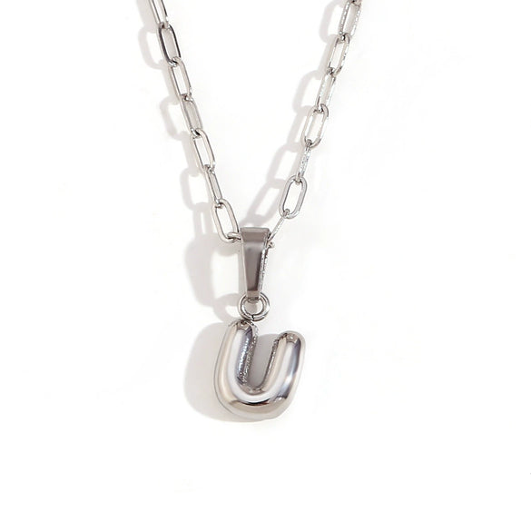 Wholesale Necklace Stainless Steel Titanium Steel Geometric Letter Electroplated