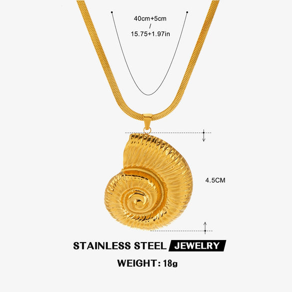 Wholesale Necklace Stainless Steel Titanium Steel Geometric Snake Bone Chain Exaggerated Conch Pendant Electroplating For Women