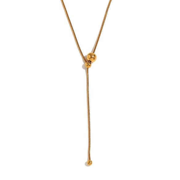 Wholesale Necklace Stainless Steel Titanium Steel Geometric Yshaped Electroplating Fashion Simple Drawstring Transfer Beads Clavicle Chain For Women