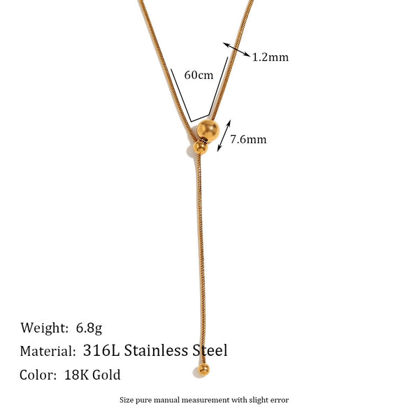 Wholesale Necklace Stainless Steel Titanium Steel Geometric Yshaped Electroplating Fashion Simple Drawstring Transfer Beads Clavicle Chain For Women