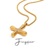 Wholesale Necklace Stainless Steel Titanium Steel Greek Cross Pendant With White Glass Zirconium Geometric Pattern Electroplating Snake Bone Chain For Women