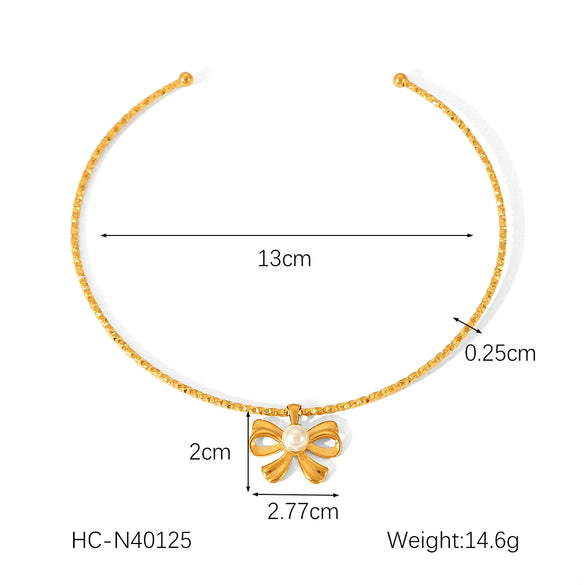 Wholesale Necklace Stainless Steel Titanium Steel Heart Bow Geometric Electroplating Style For Women