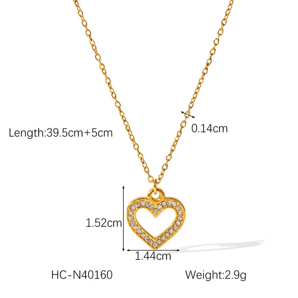 Wholesale Necklace Stainless Steel Titanium Steel Heart Geometric Ins Style 18K Goldplated