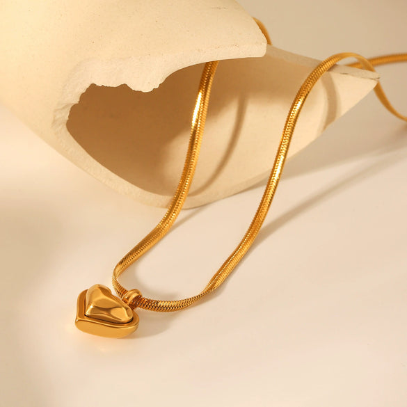 Wholesale Necklace Stainless Steel Titanium Steel Heart Geometric Ins Style 18K Goldplated