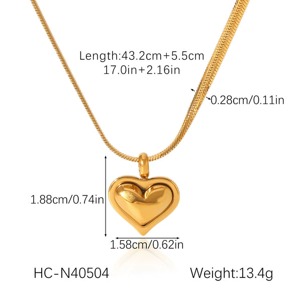Wholesale Necklace Stainless Steel Titanium Steel Heart Geometric Ins Style 18K Goldplated