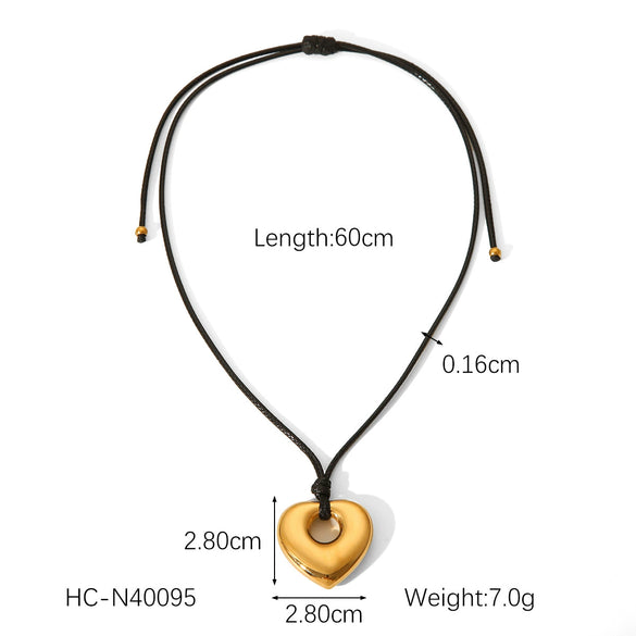 Wholesale Necklace Stainless Steel Titanium Steel Heart Geometric Ins Style 18K Goldplated
