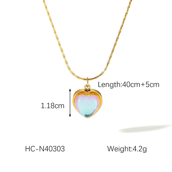 Wholesale Necklace Stainless Steel Titanium Steel Heart Geometric Ins Style 18K Goldplated