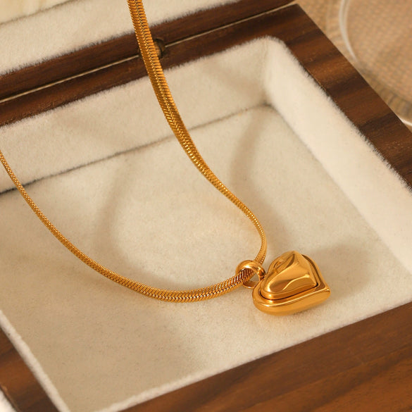 Wholesale Necklace Stainless Steel Titanium Steel Heart Geometric Ins Style 18K Goldplated