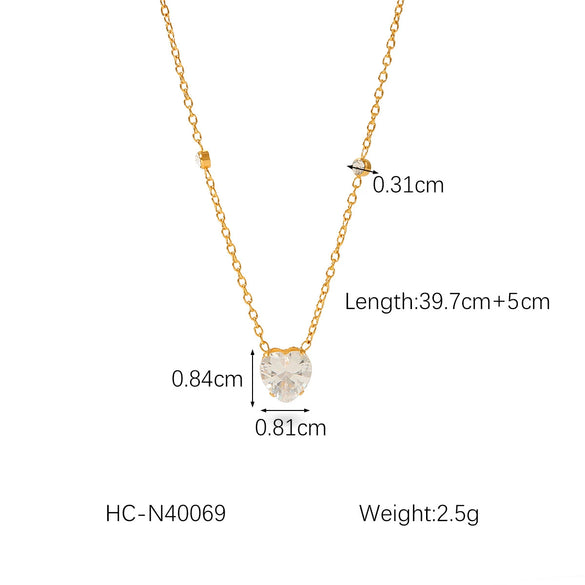 Wholesale Necklace Stainless Steel Titanium Steel Heart Geometric Ins Style 18K Goldplated