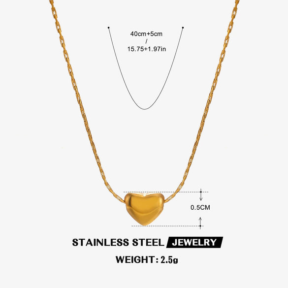 Wholesale Necklace Stainless Steel Titanium Steel Heartshaped Geometric Style Electroplated Women's