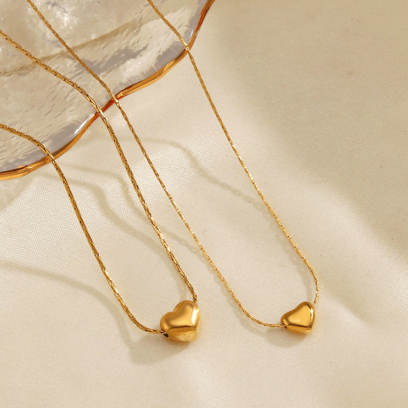 Wholesale Necklace Stainless Steel Titanium Steel Heartshaped Geometric Style Electroplated Women's