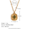 Wholesale Necklace Stainless Steel Titanium Steel 18K Gold Plated Geometric Oval Green Zircon Pendant Paper Clip Chain For Women