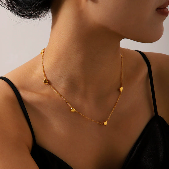 Wholesale Necklace Stainless Steel Titanium Steel Love Heart Geometric Clavicle Chain For Women Electroplated Hip Hop Style