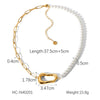 Wholesale Necklace Stainless Steel Titanium Steel Pearl Chain Geometric Pendant Electroplating