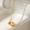 Wholesale Necklace Stainless Steel Titanium Steel Pearl Chain Geometric Pendant Electroplating