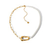 Wholesale Necklace Stainless Steel Titanium Steel Pearl Chain Geometric Pendant Electroplating