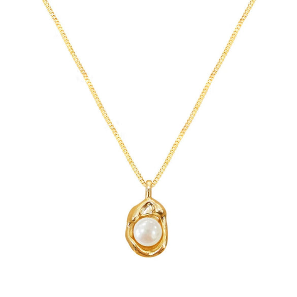 Wholesale Necklace Stainless Steel Titanium Steel Pearl Peanut Irregular Flowers Ushape Drop Shape Electroplating Women's Light Luxury Elegant Fashion