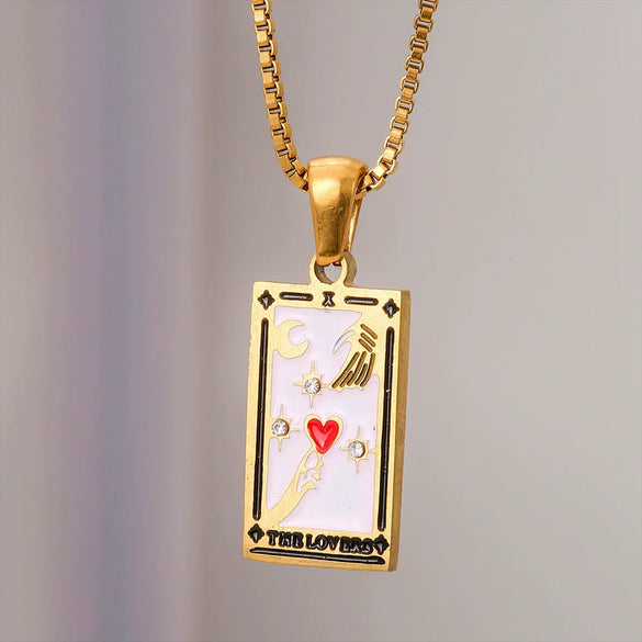 Wholesale Necklace Stainless Steel Titanium Steel Rectangular Pendant With Constellation Star Geometric Pattern Electroplating For Women
