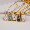 Wholesale Necklace Stainless Steel Titanium Steel Rectangular Pendant With Constellation Star Geometric Pattern Electroplating For Women