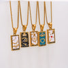 Wholesale Necklace Stainless Steel Titanium Steel Rectangular Pendant With Constellation Star Geometric Pattern Electroplating For Women