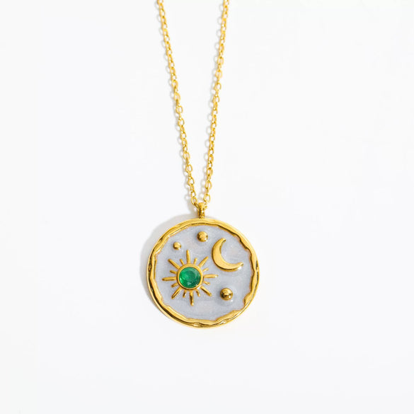 Wholesale Necklace Stainless Steel Titanium Steel Star Moon Geometric Twelve Constellations Dripping Oil Style For Women