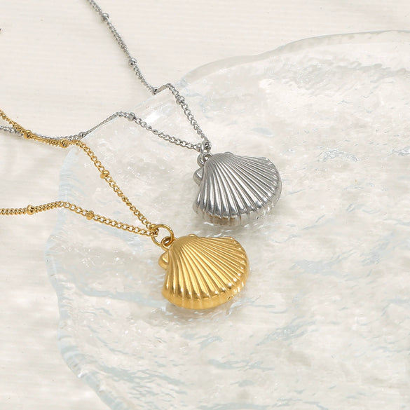 Wholesale Necklace Stainless Steel Titanium Steel Versatile Ocean Series Shell Pendant Electroplating Women's