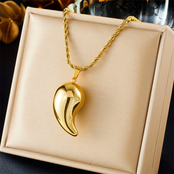 Wholesale Necklace Stainless Steel Twist Chain Water Drop Pendant Retro Punk Electroplating