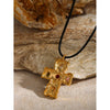 Wholesale Necklace Stainless Steel Wax Cord Geometric Cross Set Zircon Electroplated For Women